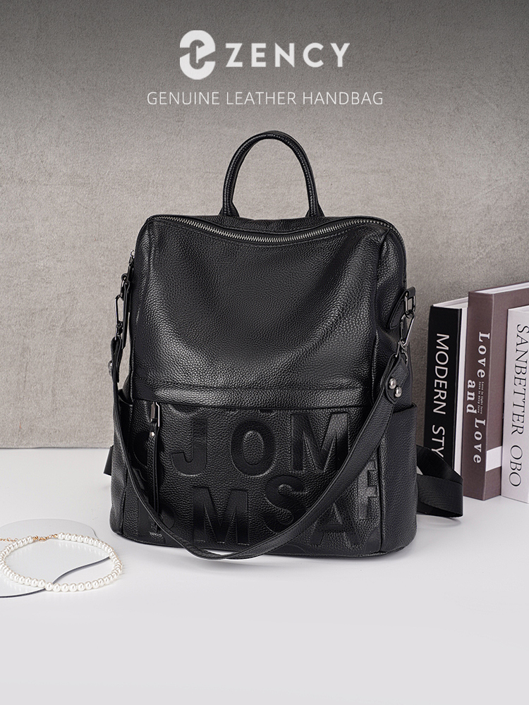 Genuine Leather Backpack - Zency Premium Genuine Leather Letter Backpack