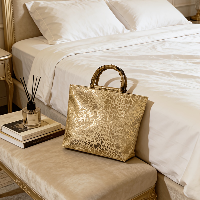 Xl Luxury Bags - Light luxury metallic gold jacquard leaf