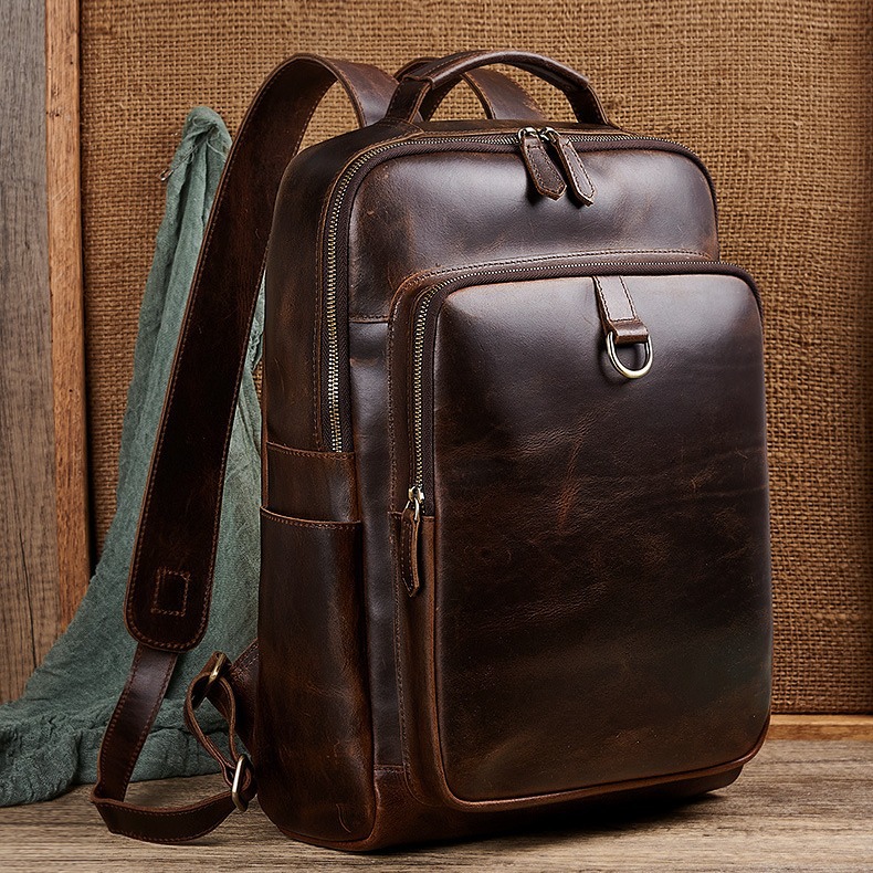 Men's Top Grain Waxed Leather  - đánh giá và giá Genuine Leather Backpack