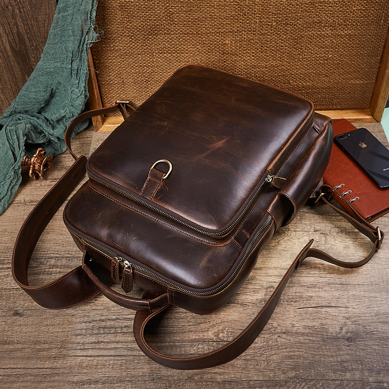 Men's Top Grain Waxed Leather  - đánh giá và giá Genuine Leather Backpack