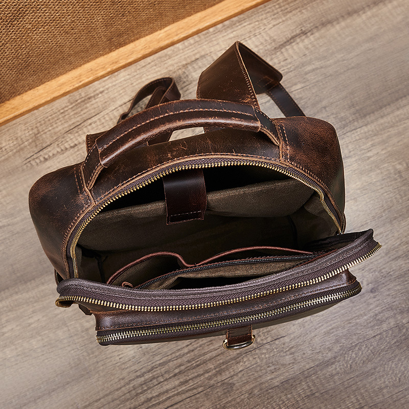Men's Top Grain Waxed Leather  - đánh giá và giá Genuine Leather Backpack