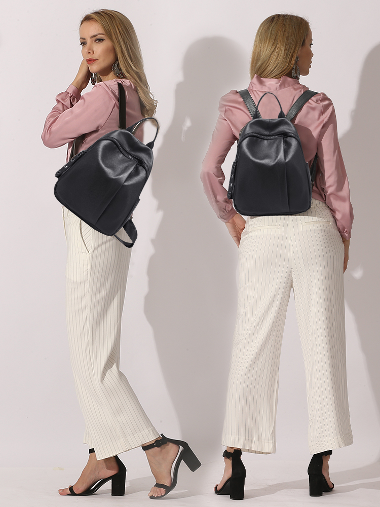Zency Thiết Kế Chống Trộm Phụ  - đánh giá và giá Genuine Leather Backpack