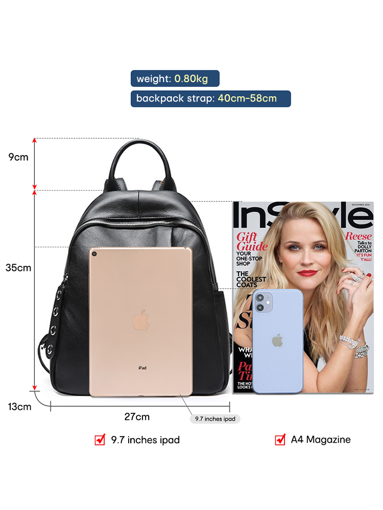 Zency Thiết Kế Chống Trộm Phụ  - đánh giá và giá Genuine Leather Backpack